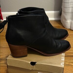 Toms Black Ankle Boots with Wooden Heel